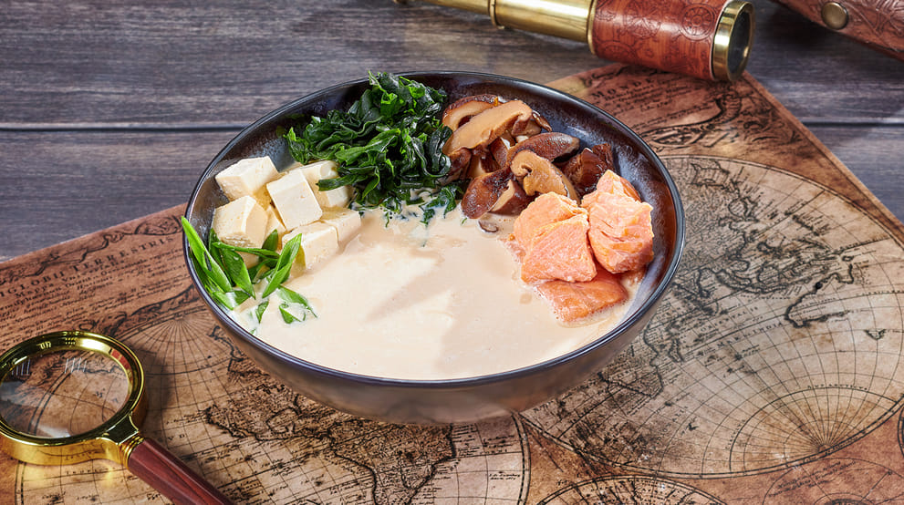 Блюдо Суп Мисо японский сливочный с лососем меню Мир Суши Суп Мисо японский сливочный с лососем - Супы и салаты - Мир Суши, Екатеринбург