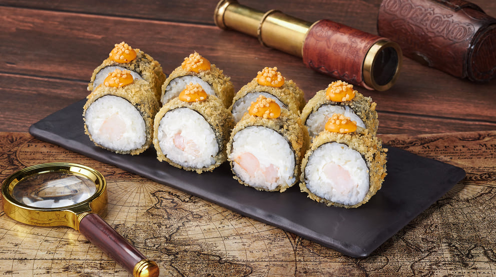 Блюдо Ролл Бирменский темпура с креветкой меню Мир Суши Ролл Бирменский темпура с креветкой - Роллы - Мир Суши, Новый Уренгой